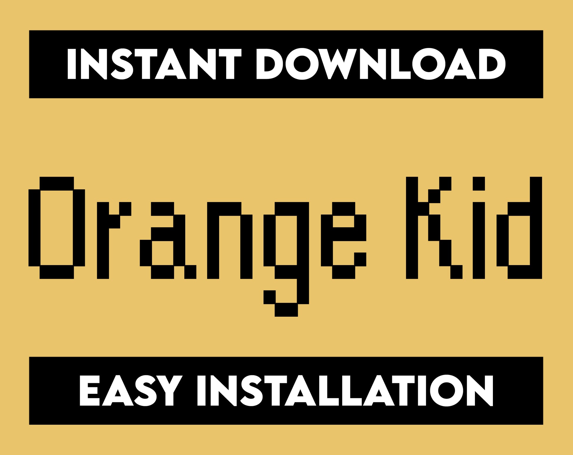 Pixel Font, Pixel Letters, Pixel Typeface, 8 bit Font, Video Game Font, Pixel Alphabet, Cricut Font, Cool Font: Orange Kid