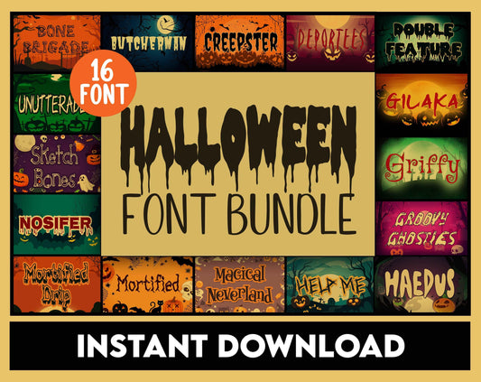 Halloween Font Bundle, Retro Halloween Fonts, Spooky Fonts, Scary Fonts, Dripping Fonts, Groovy Fonts, Spider Web Font, Font